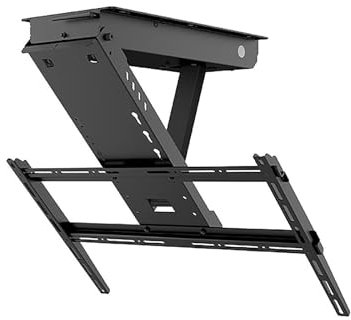 THEGA TV Deckenhalterung Elektrisch - Elektrische TV Lift Halterung Mit Fernbedienung, Für Großbildfernseher Mit 32–65 Zoll, 0–85° Schwenkbar, Tragfähigkeit 40kg, Höhenspeicher
