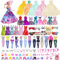 FCXQG 63 Pcs Kleidungsstücke Für Puppen Teiliges Puppenkleidungs Und Zubehörset Puppenkleidung 14 Kleider 3 Halsketten 1 Schulranzen 10 Paar Schuhe 18 Accessoires 4 Taschen 10 Kleiderbügel 3 Kronen