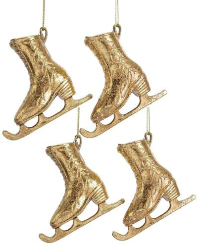 Christbaumschmuck Schlittschuhe Gold Glitzer 4 Stück Weihnachtsbaumschmuck