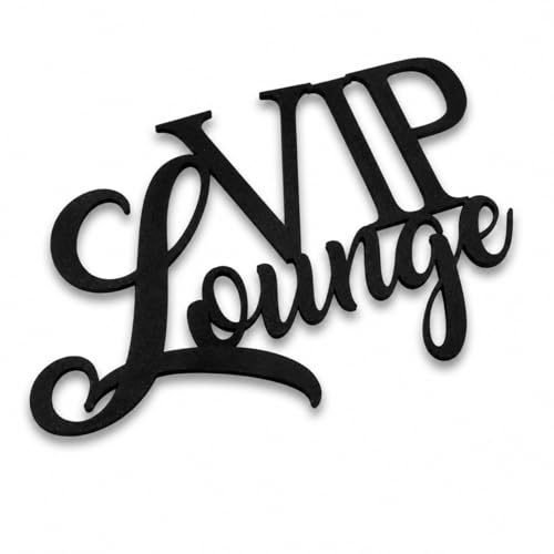 VIP Lounge Schild, 3D Wanddeko aus Kunststoff, Türschild für Lounge, Bar, Partykeller & Heimkino, Wanddekoration mit Klebepunkten, schwarz, Made in Germany
