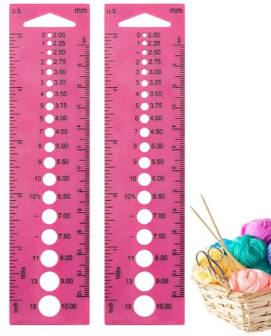 Anloximt Nadelmaß - Stricken Nadel Lineal Gauge - Nadelschablone Nadelstärke 2-10mm - Zoll cm Herrscher Lehre Lineal Sewing Tools Größen - Nadel-Lehre Für Stricknadeln