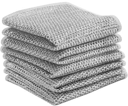 ANCLLO 10 Stück Draht-Geschirrspüllappen, Wiederverwendbare Geschirrtücher zum Abwaschen, Keine Kratzer, Topfreiniger für die Küche