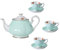 DACUDA Teeservice für Erwachsene, Bone China-Kaffeetassen-Set, Kaffeetassen und Untertassen, blaues und weißes Teeservice mit Teekanne (blau)