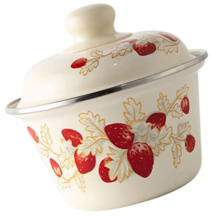 MAGICLULU 1pièce Bol à Émail Vintage Avec Couvercle Tureen Enamel Basin Retro Pour Soupe Fruits Et Plus Motif Aléatoire