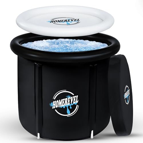 HomeRevel Bañera de hielo portátil para atletas, bañera de inmersión fría, bañera de terapia de agua fría, piscina de inmersión para adultos, baños de remojo con capacidad de 470 litros