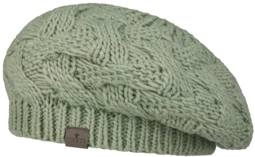 LIERYS Baskenmütze Jesila Damen - Strickmütze mit Schurwolle - Made in Germany - One Size 54-59 cm - Französische Damenbaske - Wollmütze Herbst/Winter - Mütze Mint One Size