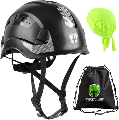 GREEN DEVIL Casque de sécurité avec mentonnière ventilée, léger, réglable, pour homme et femme, design haute visibilité, idéal pour l'escalade dans les arbres, le travail en hauteur