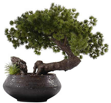 SLMSMSH Artificial Plants Artificial Bonsai Tree, Fake Plant Decoration, Potted Artificial House Plants, Japanese Pine for Desktop Home Decor, Tall 13.8 Fake Plants Decor