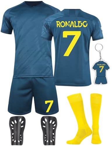 Heartsking Fußball Trikot Sets für Kinder Nr. 7/Nr. 10 Fußballtrikots Hause/Auswärts Fußballtrikots Fussball T-Shirt Shorts Socken Schienbeinschoner und Schlüsselanhänger Geschenke für Jungen Mädchen