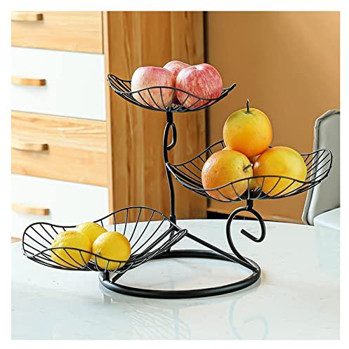 ABNNHK ROLTIN Cesta de Frutas de Metal, Estante de Almacenamiento de Pasteles de Frutas de 3 Niveles, Soporte de Almacenamiento para Encimera de Frutero, Plato de Aperitivos par