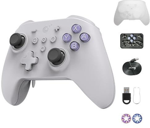 AKNES GuliKit KK3 MAX Controller con 4 Tasti Posteriori, Hall Joysticks & Triggers, 1000Hz Polling Rate per Windows, Compatibile con Switch OLED/Steam Deck OLED/Android/iOS/macOS/Wins - Grigio