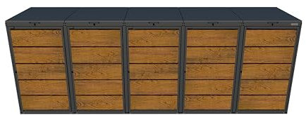 MBOX24 Mülltonnenbox 5er für 240 Liter Mülltonne | Golden Oak | Mülltonnenverkleidung | Mülltonnenhaus | Box für Mülltonnen | Mülltonnenunterstand | Mülltonneneinhausung