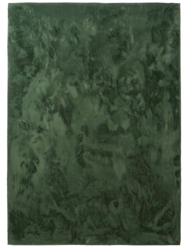 Consilio Concept Cozy Fellteppich 200x290 grün Teppich Supersoft 28 mm Höhe Soft weich Hasenfell Imitat Oliv olivgrün Wohnzimmerteppich Kinderzimmerteppich Küchenteppich Flurteppich