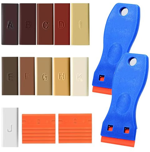 LURNODY Juego de Reparación de Cera Dura, Cera Reparación Madera, Reparador Arañazos Madera de 11 Colores para Reparar Rayones, Daños Agujeros Grietas en Muebles de Madera (Pala Incluida)