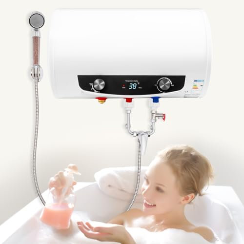 Scaldabagno elettrico a gas di ultima generazione, scaldabagno, mini doccia da giardino istantanea, selezione precisa della temperatura, montaggio a parete 2000 W 35 l doccetta