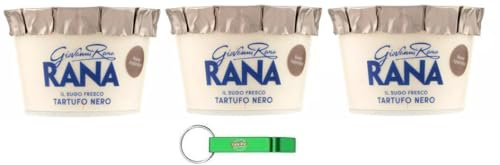 3x Giovanni Rana Pesto Sugo Fresco Tartufo Nero,Frische Schwarze Trüffelsauce - Pasten Kochsaucen Pesto Sauce 150g + Beni Culinari Kostenloser Schlüsselanhänger