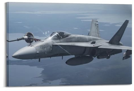 GLMHOK Kampfflugzeug-Poster F A-18 Hornisse Militärkampfflugzeug dekoratives Gemälde Leinwand Poster 60 x 90 cm