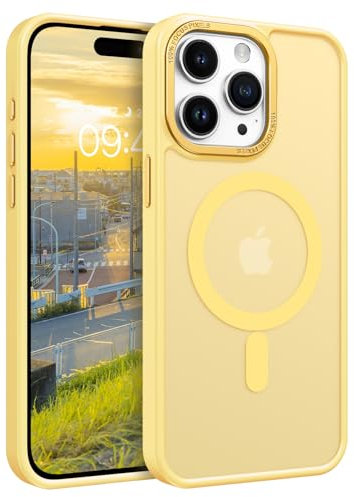 VENINGO Magnetica Cover per iPhone 15 Pro Custodia Compatibile con MagSafe Cover Traslucida Opaca Silicone Tpu Anti Impronte Digitali Custodia per iPhone 15 Pro 6,1 Pollice Giallo