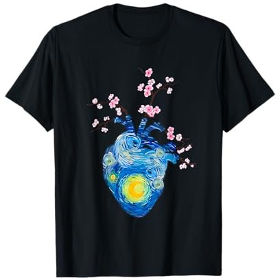 Cœur anatomique en fleur de cerisier Van Gogh Love T-Shirt