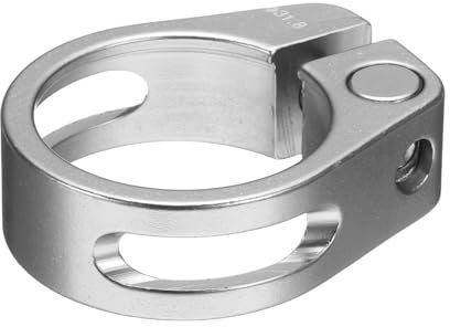 sourcing map Bike Seat Post Clamp 31.8mm Clip Aluminum Alloy Bicycle Locking Seat Post Ring with M4 Hex Screw for 27.2 to 28.6mm Bicycle Mountain Road Bike Tube, Silver