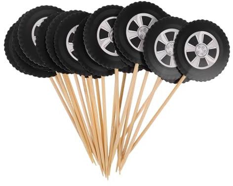 HOLIDYOYO 1 Satz Kuchenstangen Rennrad Cupcake Topper Rennrad Kuchentopper LKW Cupcake Topper Fahrzeug Reifen Räder Cupcake Picks Autoreifen 20 Stück