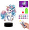 Diamond Painting Nachtlicht Tischdeko Tiere, Diamant Malerei Nachttischlampe Tischlampe LED Deko Set, DIY 5D Diamant Painting Lampe für Kinder Geburtstag Geschenke (Einhorn 03)