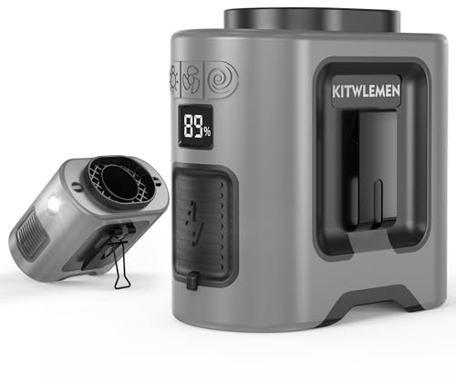 KITWLEMEN Ventilateur de taille portable 14500 mAh – Ventilateur de ceinture personnel à clipser, 5 vitesses, 67 h, fonctionne avec batterie rechargeable, portable avec cordon et lumière pour camping