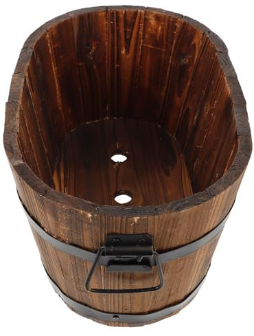 TOYANDONA Fioriera Legno Barrel Per Piante Vaso Legno Multifunzionale Per Giardino Esterno E Contenitore Per Ortaggi E Fiori Design Classico E Naturale Per Balconi E Terrazze