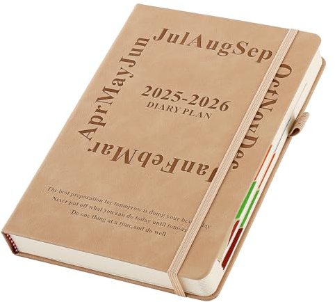 Akademischer Terminplaner 2025 2026, Seite pro Tag, A5, Jahresplaner, Organizer, Tagebuch 2025/26 Tage pro Seite, Tages- und Monatsplaner von Juli 2025 bis Juni 2026, Khaki