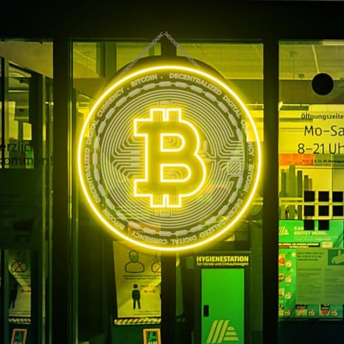 Bitcoin LED 3D Engraved Neon Sign USB Adjustable Brightness Living Room Bars Barbers Pub Wedding Party Salon Club Gatherings Gaming Room Man Cave Halloween Christmas Birthday Art Wall Decor