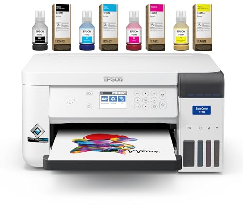 Epson SureColor F170 Impresora de sublimación – Vasos de sublimación de tinte profesional, camisetas, tazas, llaveros, impresora de inyección de tinta de escritorio Mac y Windows