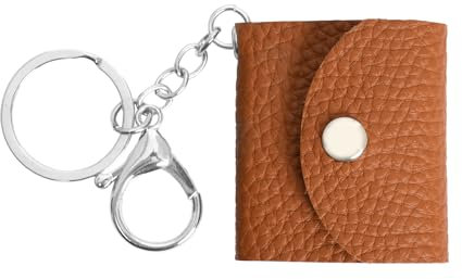 Godneei Mini album photo porte clé photo, 1 Pièce Petit album photo en cuir, Mini classeur porte-clés personnalisables, Photocard holder personnalisé, Cadeau souvenir élégant (Marron)