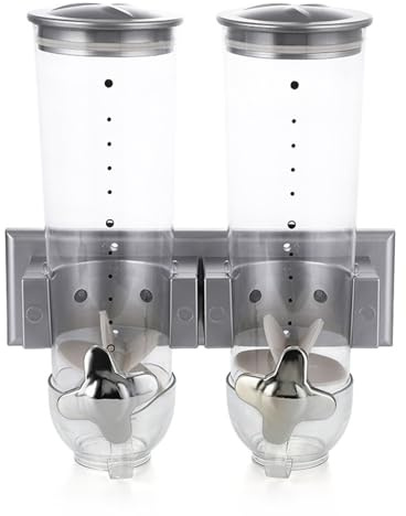 Generisch Dispensador de muesli montado en la pared – triple recipiente para cereales, frutas secas | Gran volumen con caño, ideal para cocina, oficina y hotel área de desayuno