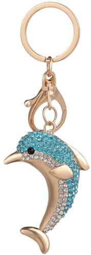 UKCOCO Schlüsselanhänger mit Delfin-strass, Himmelblauer Anhänger, Schlüsselanhänger für Autozubehör, Kreative Geldbörsendekoration