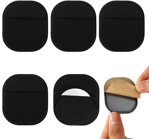 5pcs Sticky Pouch for Airtag Holder, Leather Protective Sleeve Case Adhesive Fabric Air Tagholder Mount Sticker for Apple Air Tag Luggage Bags TV Remote Suitcase (Black)
