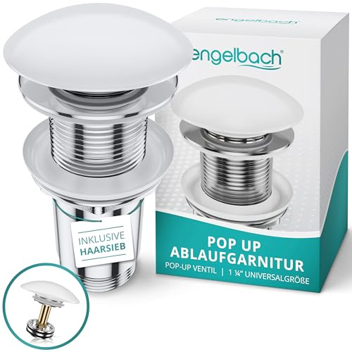 Engelbach® Bonde de lavabo sans trop-Plein - Bouchon clic-clac, 3 Joints Inclus - Installation Rapide, Guide vidéo Inclus - Modèle Universel