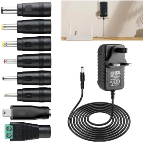 DC 5V 2A Power Adapter, 5V 2A Power Supply with 8 DC Plugs, Universal AC/DC Adapter 100-240V 50 60Hz for LED Strips CCTV Camera Router Audio Video Home Office Electronics, 10W Max