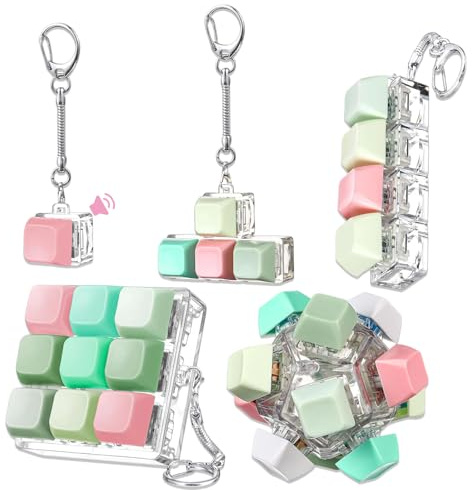 5 Stück Fidget Tastatur Schlüsselanhänger klick Schlüsselanhänger, Tastatur Fidget Spielzeug, Clicker Lustig Bunter Anhänger Fidget Keyboard für Männer und Frauen (C)