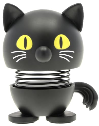 Hoptimist Cat Figure – Wobbly Desk Pet – Fun Office Gadget – Collectible Gift for Men and Women – Danish Design – ABS Plastic – 5.3 x 4.2 cm – X-Small – Black