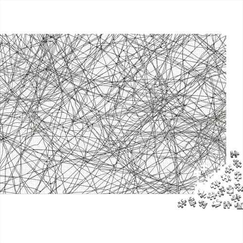 Puzzle 1000 Teile Abstraktes Linienmuster – Abstrakte verschlungene Linienkunst, Entspannung & Kreativität, recyceltes Papier, 52x38cm