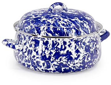Golden Rabbit 9x3.5x6.5 Cobalt Swirl Enamelware Dutch Oven