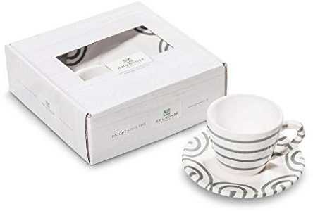GMUNDNER KERAMIK Espresso for you Gourmet Kaffeeset Graugeflammt Geschirr, handgemacht in Österreich