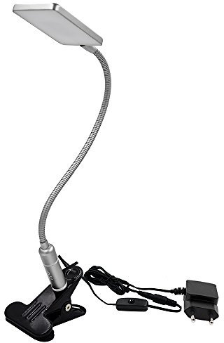 ENUOTEK Dimmbare LED Klemmlampe Silber, 5W 450Lm LED Klemmleuchte Leselampe Schreibtisch Nachttischlampe mit Klemme und Touch Schalter für Bett Schlafzimmer, Tageslicht 5000K, 3er Helligkeit Dimmbar