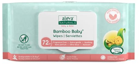 Aleva Naturals Lot de 72 lingettes en bambou pour bébé