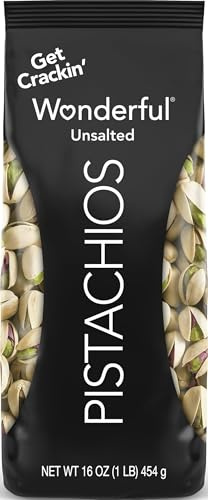 Wonderful Pistachios In-Shell Unsalted Nuts, 16 Ounce Bag, Protein Snacks, Gluten Free, Vegan Snacks, Shelled Pistachios