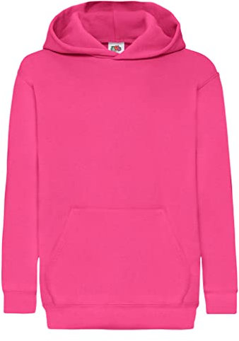 Fruit of the Loom Unisex Kids Pull-over Classic Hooded Sweat, Fuchsia, 7-8 Years (Manufacturer Size:30)