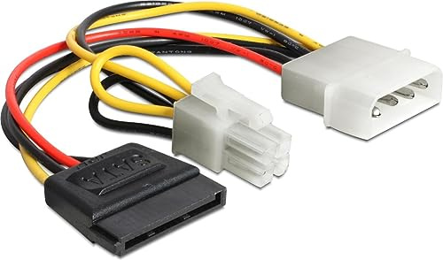 DeLOCK PowerCable Molex 4pin St -> SATA 15pin Bu + P4 St, 60127 (SATA 15pin Bu + P4 St)