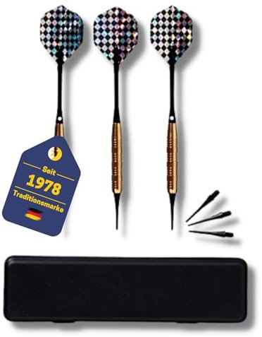 BEST SPORTING Safety Dartpfeile Cavalier, 3 Stück à 16, 18 oder 20g, Messing, inklusive Ersatzspitzen und Etui, Gewicht:16 g