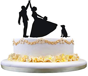 Lustige Topper Kuchen und Braut engagenent ein Labrador-Hund Haustier Lovly