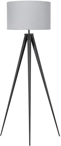 Lampadaire sur Trépied en Matière Synthétique et Métal Gris Moderne 156 cm Stiletto